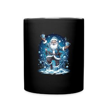 Plaisir de Noël: Père Noël ivre - Mug uni - noir - Devant
