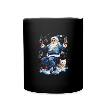 Plaisir de Noël: Père Noël ivre - Mug uni - noir - Devant