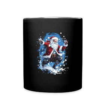 Plaisir de Noël: Père Noël ivre - Mug uni - noir - Devant