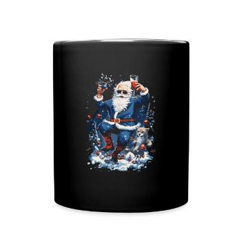 Plaisir de Noël: Père Noël ivre - Mug uni - noir - Devant