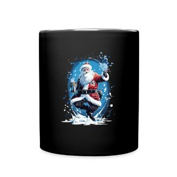 Plaisir de Noël: Père Noël ivre - Mug uni - noir - Devant