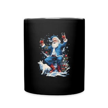 Christmas fun: Drunken Santa Claus - Full Colour Mug - black - Front