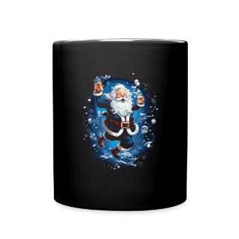 Plaisir de Noël: Père Noël ivre - Mug uni - noir - Devant