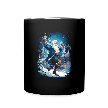 Plaisir de Noël: Père Noël ivre - Mug uni - noir - Devant