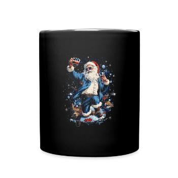 Plaisir de Noël: Père Noël ivre - Mug uni - noir - Devant