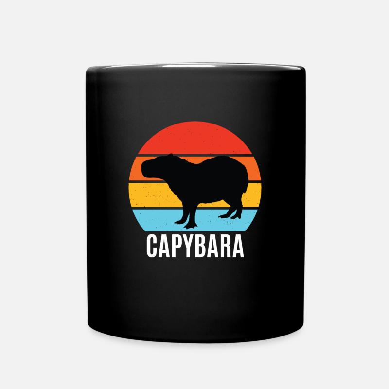 Capybara Retro Capibara Wasserschwein - Full Colour Mug - black