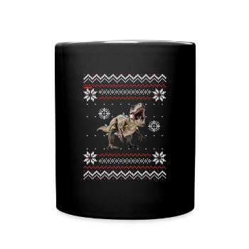 Noël moche Dino Trex Weihnacht - Mug uni - noir - Devant
