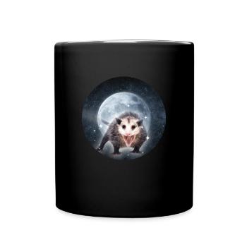 Opossum Mond Kinder Süß - Tasse einfarbig - Schwarz - Vorne