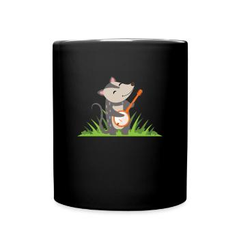 Opossum Gitarre Kinder Süß - Tasse einfarbig - Schwarz - Vorne