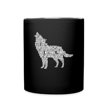 US National Parks Wolf Wandercampground Camping - Tasse einfarbig - Schwarz - Vorne