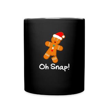 Oh verdammt! Lebkuchenmann Keks lustiges Weihnacht - Tasse einfarbig - Schwarz - Vorne
