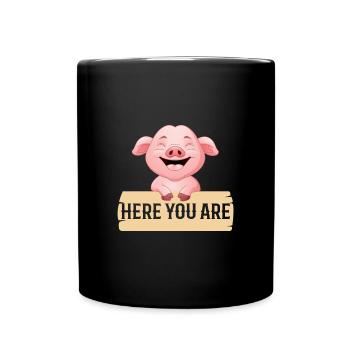 Here you are friend piggy not a meat eater - Full Colour Mug - black - Front