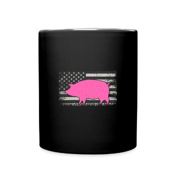 Presented By Bacon Pig USA Flag - Full Colour Mug - black - Front