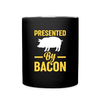 Presented By Bacon Schwein Schinken Tier Kultur - Tasse einfarbig - Schwarz - Vorne
