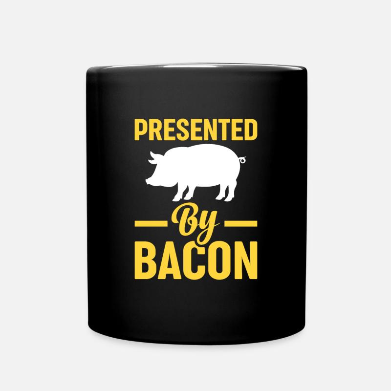 Presented By Bacon Schwein Schinken Tier Kultur - Tasse einfarbig - Schwarz