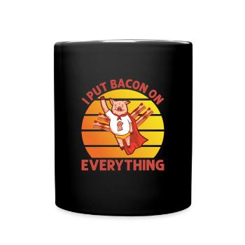 I Put Bacon On Everything Piggy Superhero - Full Colour Mug - black - Front