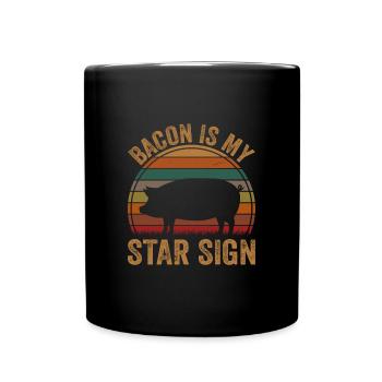 Bacon Is My Star Sign Piggy Animal Presented - Full Colour Mug - black - Front