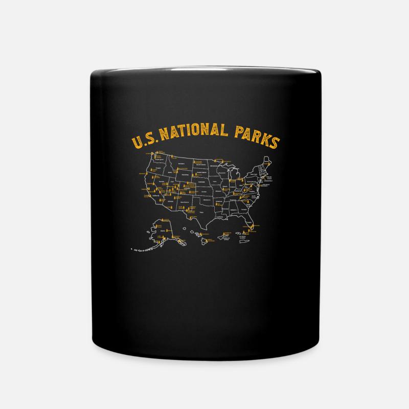 US National Parks USA MAP Wandercamp Kinder Campin - Tasse einfarbig - Schwarz
