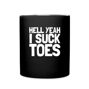 Lustiger Fußfetisch -Saugzes Scherz Ich lutsche Ze - Tasse einfarbig - Schwarz - Vorne