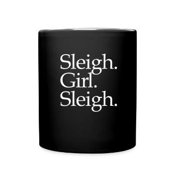 Schlittenmädchen Schlitten Weihnachten Schlitten d - Tasse einfarbig - Schwarz - Vorne