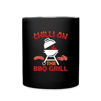 Chills On The BBQ Grill Grilling Sausages Barbecue - Full Colour Mug - black - Front