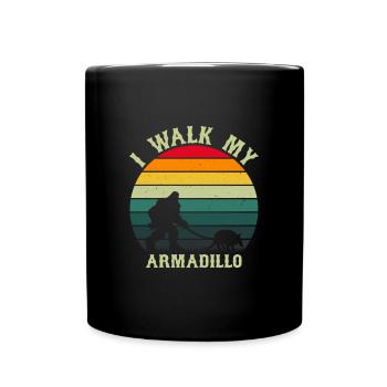 Je promène mon Armadillo - Mug uni - noir - Devant