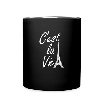 C'est la Vie Paris Frankreich Urlaub Das ist das L - Tasse einfarbig - Schwarz - Vorne
