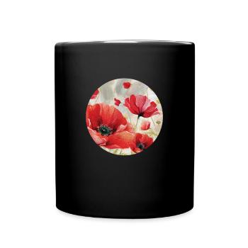 Poppy, Flora, Poppy, Floral, Poppy - Full Colour Mug - black - Front