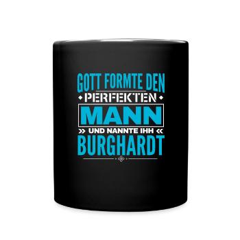 Burghardt Name Design - Tasse einfarbig - Schwarz - Vorne