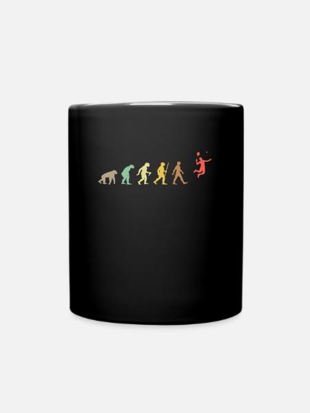Badminton Retro shuttlecock Evolution - Full Colour Mug - black