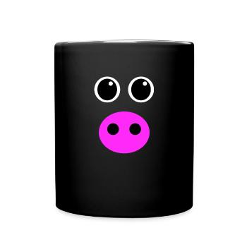 Schweine Gesicht Kostüm Halloween Farm Tier Kostüm - Tasse einfarbig - Schwarz - Vorne