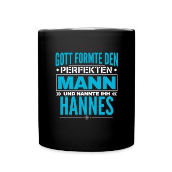 Hannes Name Design - Tasse einfarbig - Schwarz - Vorne