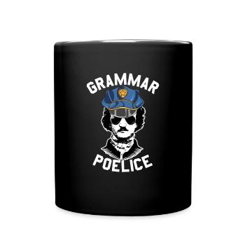 Grammatikpolitik Edgar Allan Poe GrammatikpolizeiE - Tasse einfarbig - Schwarz - Vorne