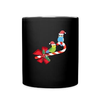 Süß Wellensittich Weihnachten Vogel - Tasse einfarbig - Schwarz - Vorne