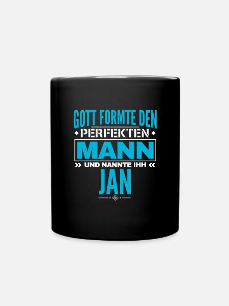 jan Und Name Design - Tasse einfarbig - Schwarz