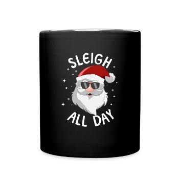 Schlitten den ganzen Tag cool - Tasse einfarbig - Schwarz - Vorne