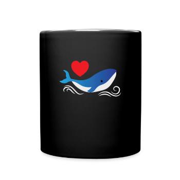 Blauwal Herz Wal Meer - Tasse einfarbig - Schwarz - Vorne