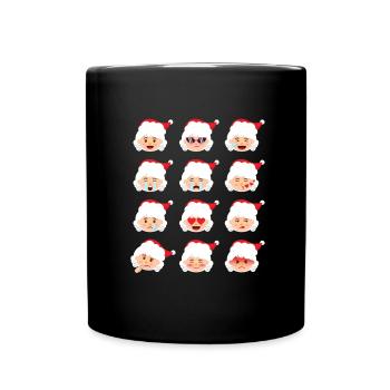 Frau Claus Emoticons Weihnachten Emoticons Frau Cl - Tasse einfarbig - Schwarz - Vorne