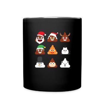 Poop Emoticons lustige Weihnachtskot Emoticons - Tasse einfarbig - Schwarz - Vorne