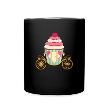 Kuchen Kutsche Törtchen Pferdekutsche - Tasse einfarbig - Schwarz - Vorne