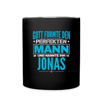 Jonas Name Design - Tasse einfarbig - Schwarz - Vorne