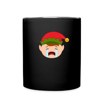 Elf Emoticons weinen Elf Funny Christmas ElfWeihna - Tasse einfarbig - Schwarz - Vorne