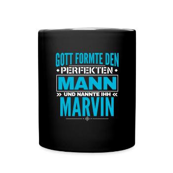 Marvin Name Design - Tasse einfarbig - Schwarz - Vorne