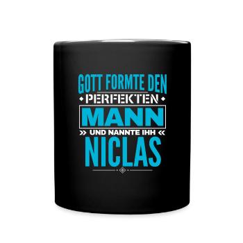 Niclas Name Design - Tasse einfarbig - Schwarz - Vorne