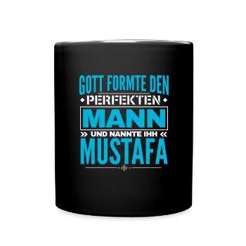 Mustafa Name Design - Tasse einfarbig - Schwarz - Vorne