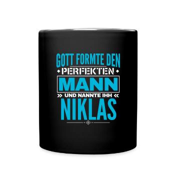Niklas Name Design - Tasse einfarbig - Schwarz - Vorne