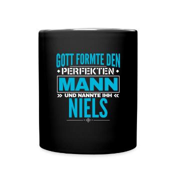 Niels Name Design - Tasse einfarbig - Schwarz - Vorne