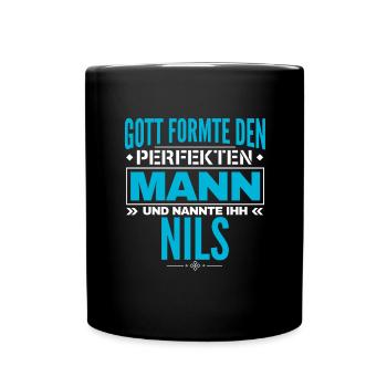 Nils Name Design - Tasse einfarbig - Schwarz - Vorne