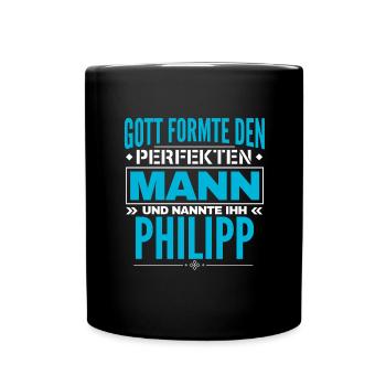Philipp Name Design - Tasse einfarbig - Schwarz - Vorne