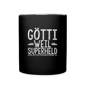 Götti Superheld - Tasse einfarbig - Schwarz - Vorne